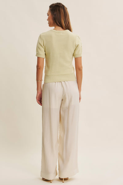 Pointelle Short Sleeve Sweater