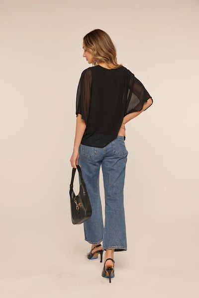 V-Neck Sheer Sleeve Opal Top