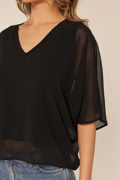 V-Neck Sheer Sleeve Opal Top