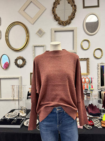 Cashmere-Like Mock Neck Sweater