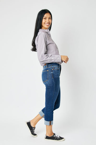 Judy Blue Jeans Mid Rise Vintage Cuffed Capri