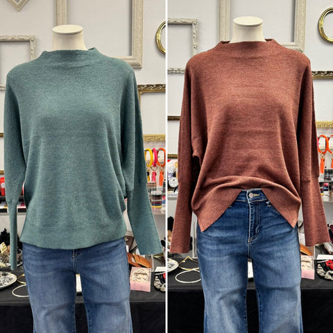 Cashmere-Like Mock Neck Sweater