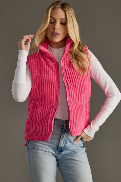 Corduroy Drawstring Pocket Vest