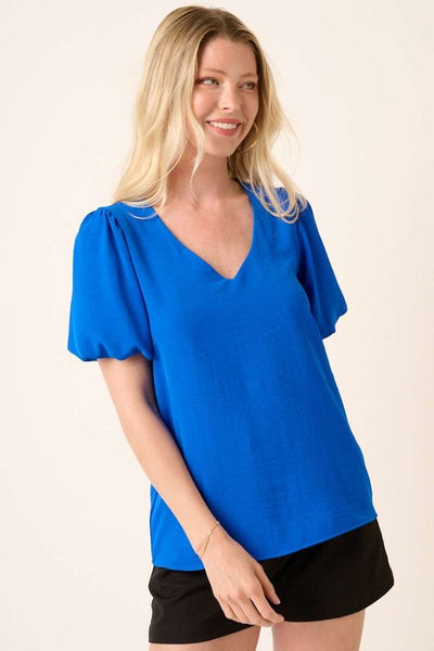 V-Neck Bubble Sleeve Top