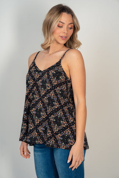 Floral V-Neck Adjustable Tank