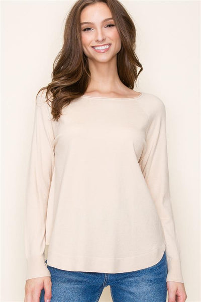 Raglan Sleeve Round Hem Sweater