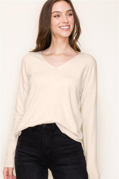 V-Neck Center Seam Sweater