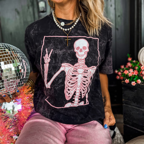 Peace Pink Skeleton Graphic Tee