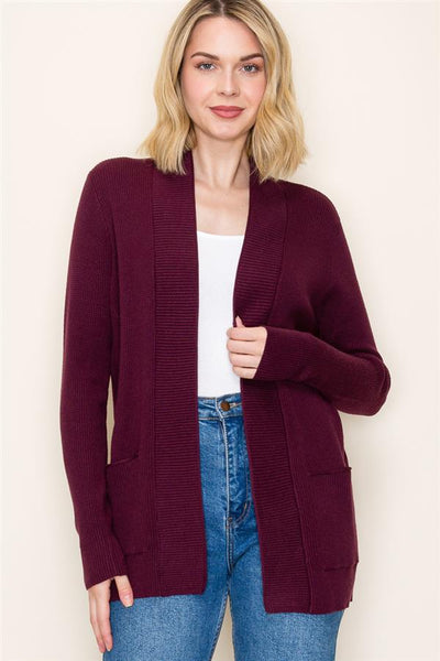 Pocket Waffle Knit Cardigan