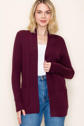 Pocket Waffle Knit Cardigan
