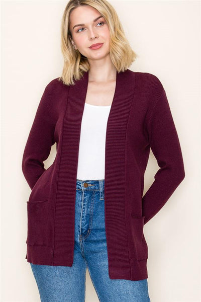 Pocket Waffle Knit Cardigan
