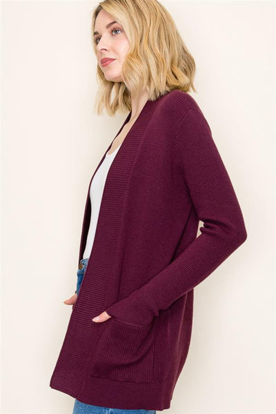 Pocket Waffle Knit Cardigan