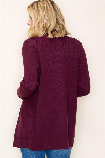 Pocket Waffle Knit Cardigan