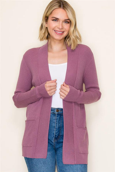 Pocket Waffle Knit Cardigan