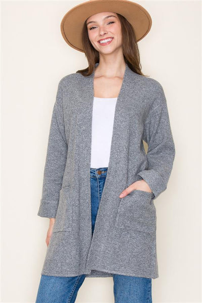 Solid Knit Pocket Cardigan