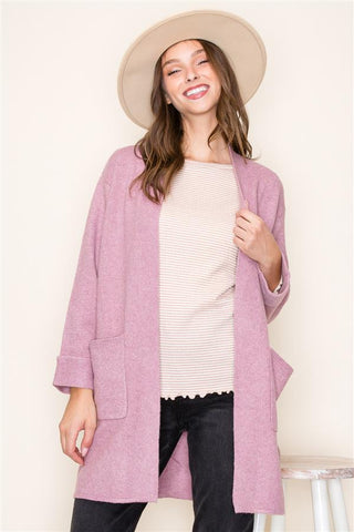 Solid Knit Pocket Cardigan