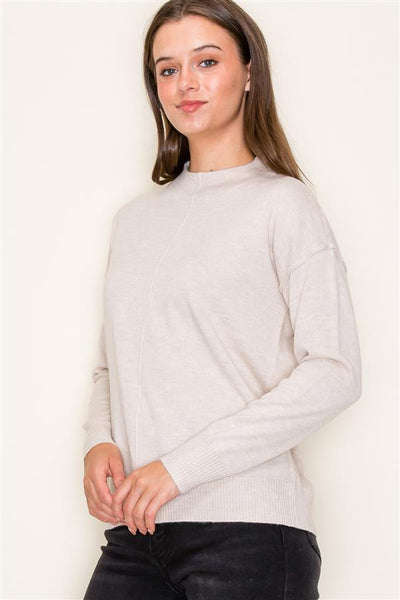 Mock Neck Center Seam Sweater