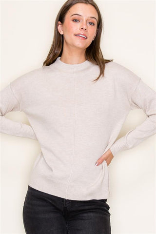 Mock Neck Center Seam Sweater