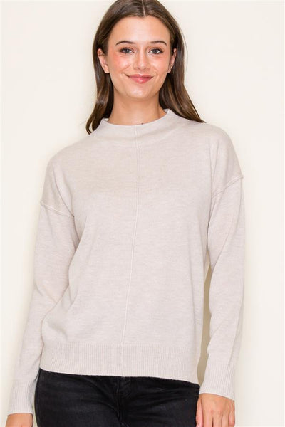 Mock Neck Center Seam Sweater