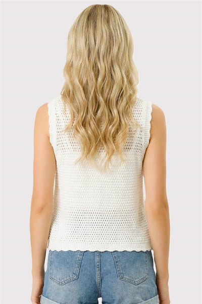 Double Bow Tie Sweater Vest Crochet Cardigan