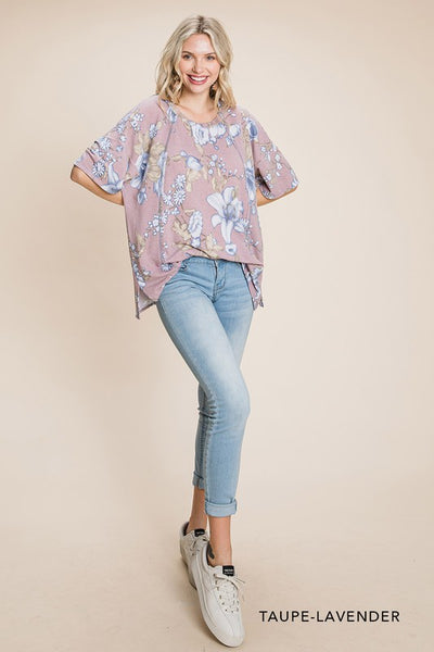 Denim Floral Top