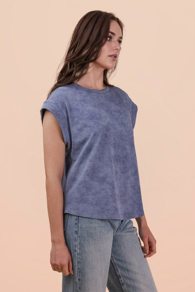 Blue Vintage Wash Short Sleeve Top