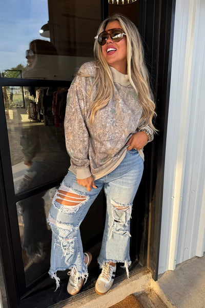 Mock Neck Camo Sweatshirt