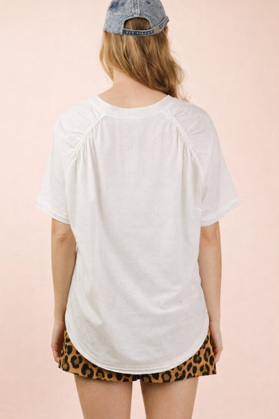 Shirring Back V-Neck Top