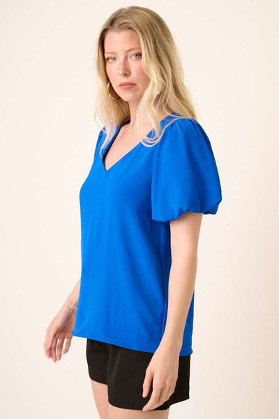 V-Neck Bubble Sleeve Top