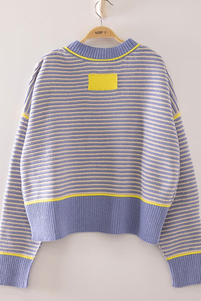 Chenille Neon Striped Sweater