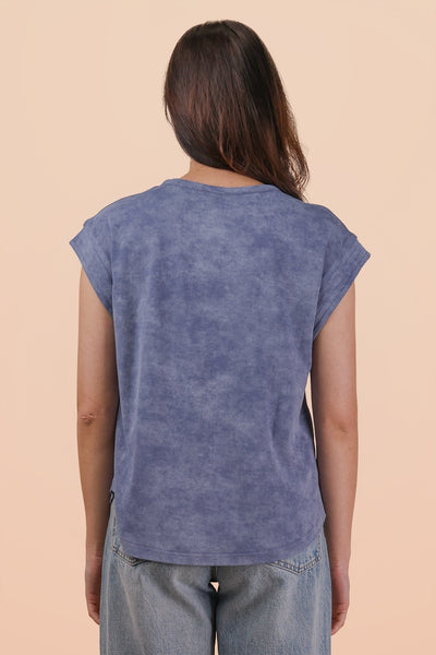 Blue Vintage Wash Short Sleeve Top