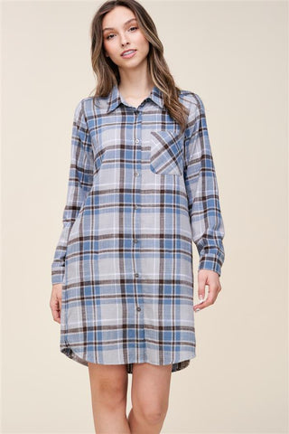 Longline Plaid Pocket Top
