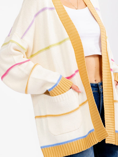 Knit Striped Pocket Cardigan