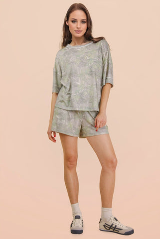 Camo Short Sleeve + Shorts Lounge Set