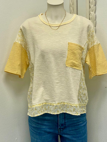 Floral Lemon Gauze Pocket Top