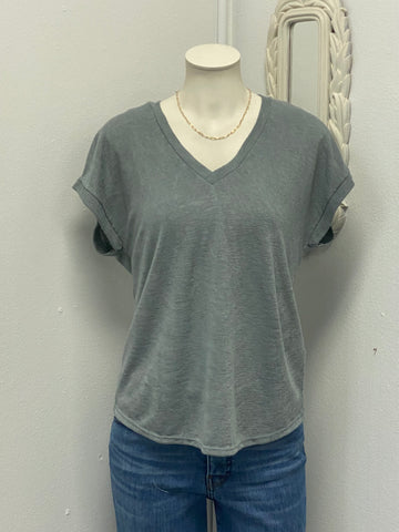 V-Neck Slub Tee Ribbed Neckline