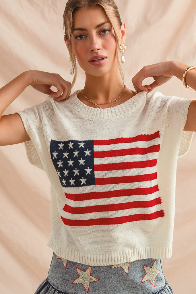 American Flag Sweater Top