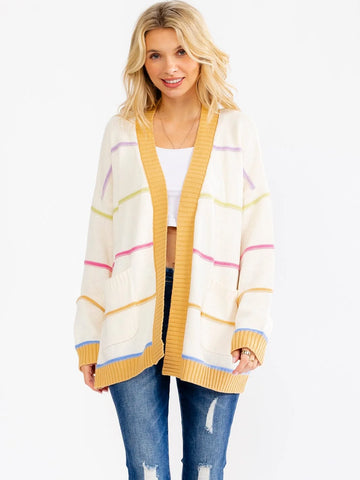 Knit Striped Pocket Cardigan