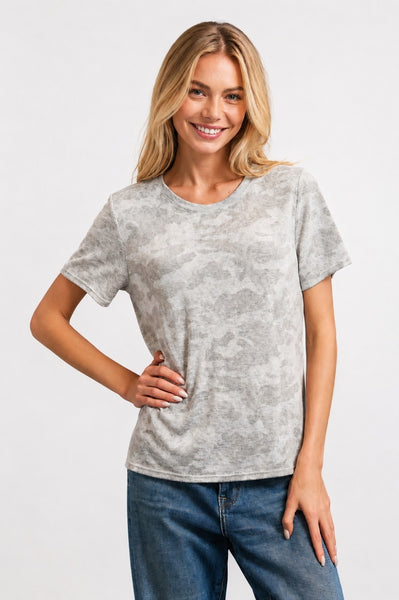 Slub Printed Short Sleeve Top