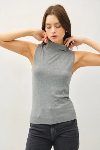 Mock Neck Lightweight Sweater Tank