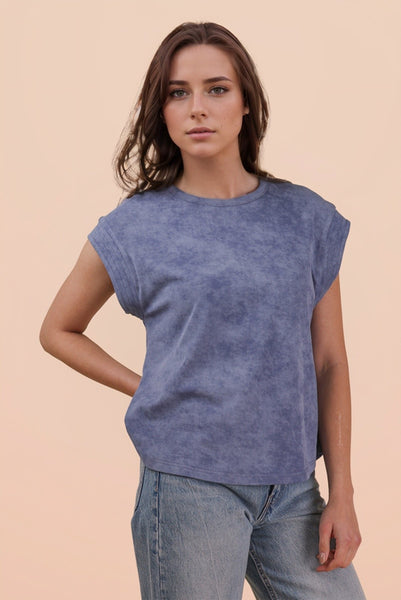 Blue Vintage Wash Short Sleeve Top
