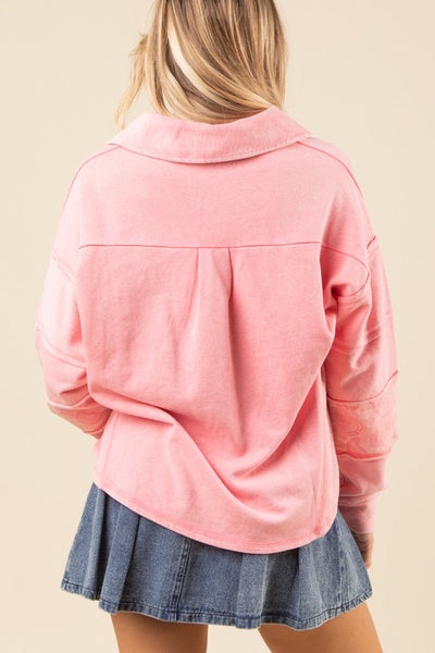 Pink Paisley V-Neck Sweatshirt