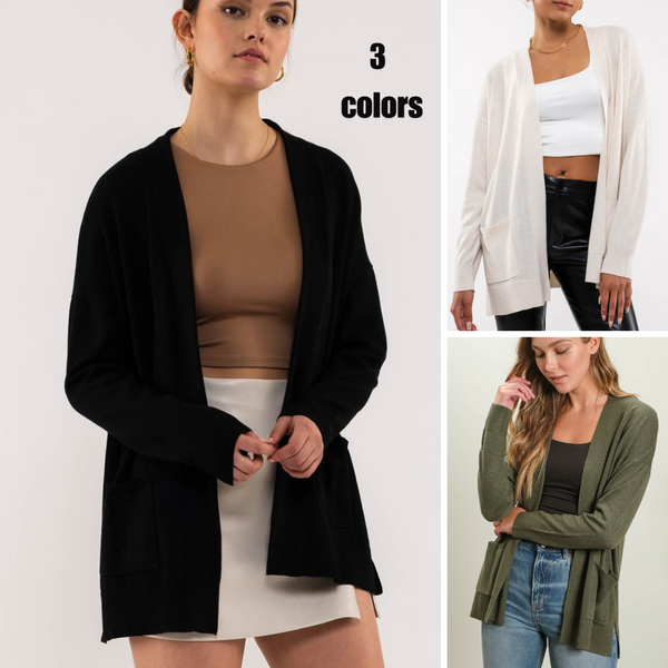 Side Slit Pocket Cardigan