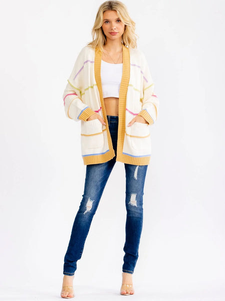 Knit Striped Pocket Cardigan