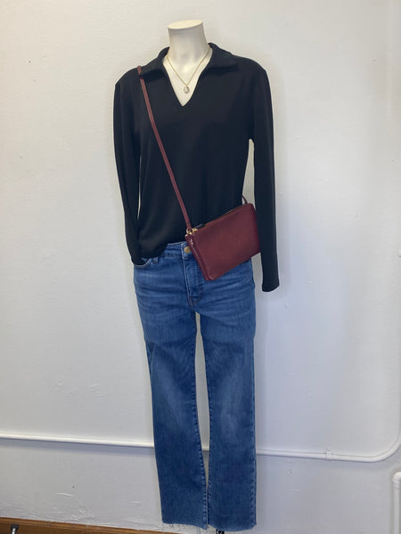 Scuba V-Neck Long Sleeve Top