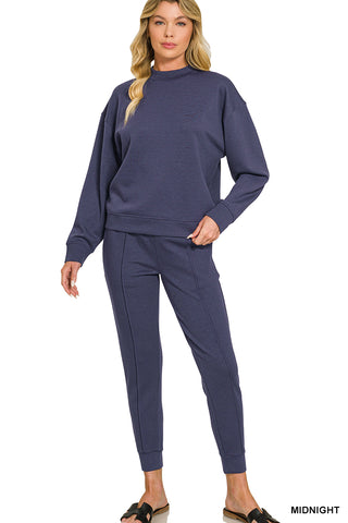 Scuba Mock Neck Pintuck Joggers Lounge Set