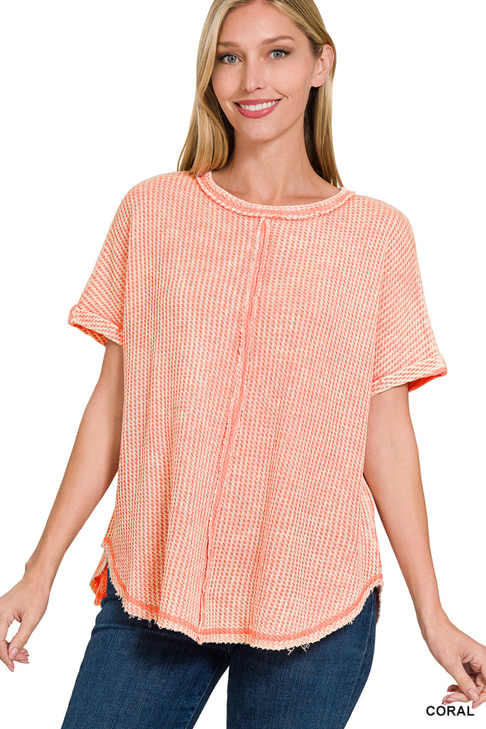 Waffle Knit Short Sleeve Top