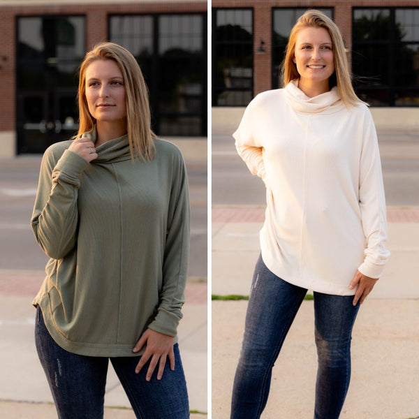 Cowl Neck Dolman Tunic Top