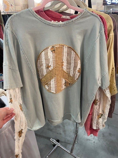 Peace Mesh Layered Long Sleeve