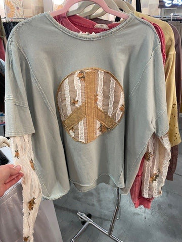 Peace Mesh Layered Long Sleeve